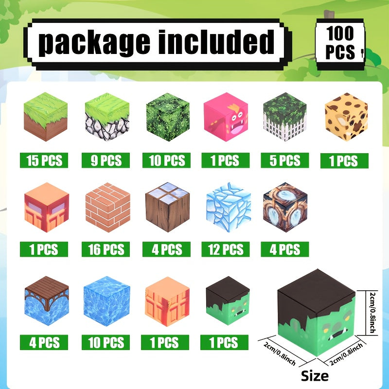 MagniCube | 100 stk. farverigt magnetisk byggeklodssæt – 3D DIY-puslespil til børn, kreativt STEM-leg