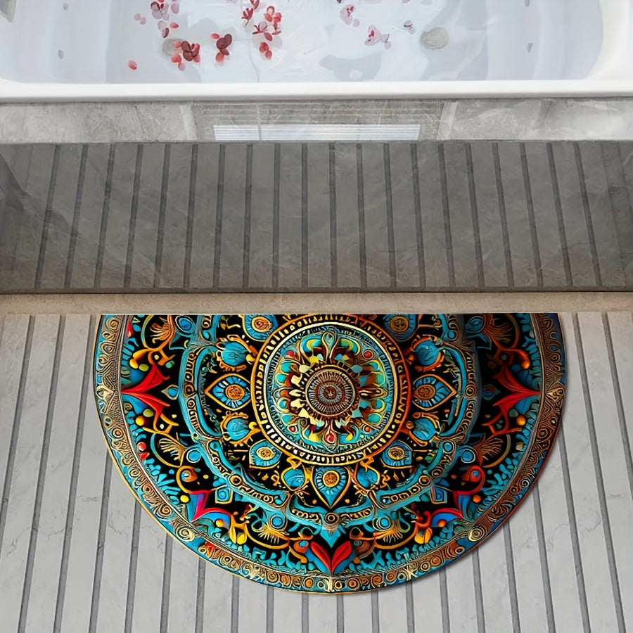 MandaStep | Halve cirkel Mandala deurmat - antislip mat voor binnenkomst, Boho buiten/binnen deurmat