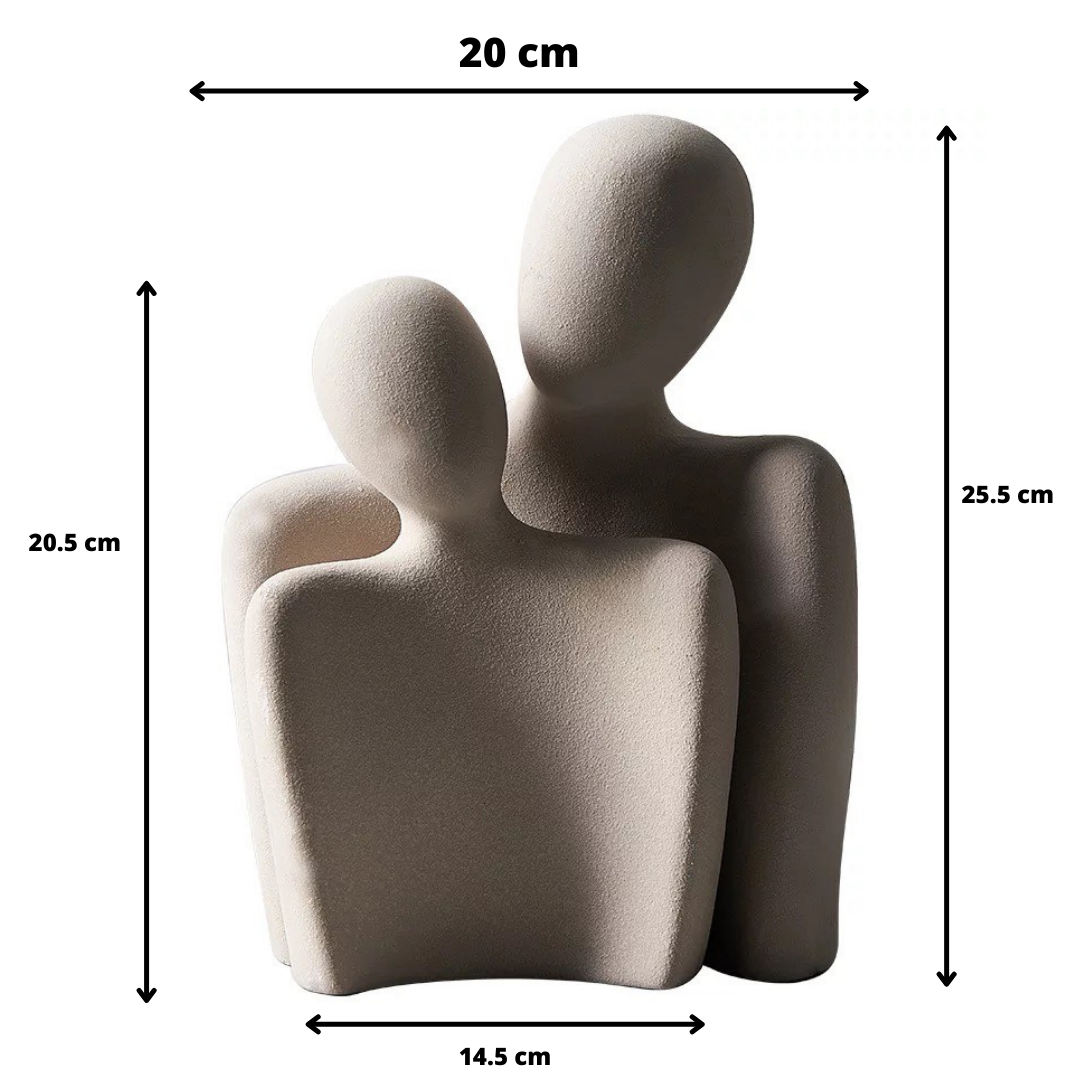 HearthlyLove | Keramisch beeldhouwwerk – Abstract liefdesbeeldje, elegante woondecoratie en cadeau