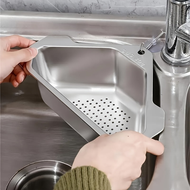 SinkMate | Roestvrijstalen driehoekige afvoerzeef voor spoelbak – Keukenzeef