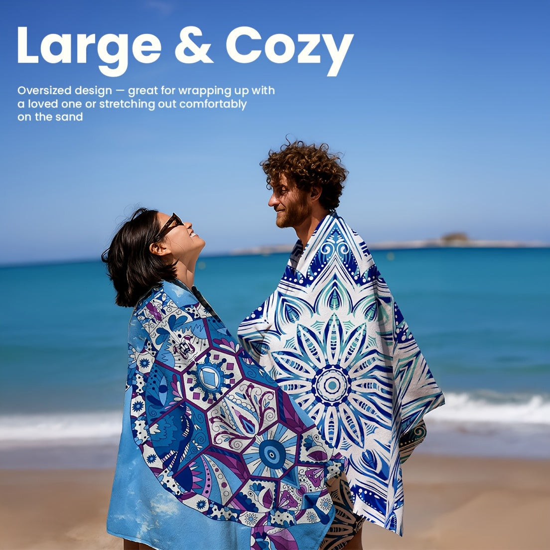 TideWrap | Extra grote strandhanddoek van microvezel - sneldrogend, ultrazacht, gedurfde print