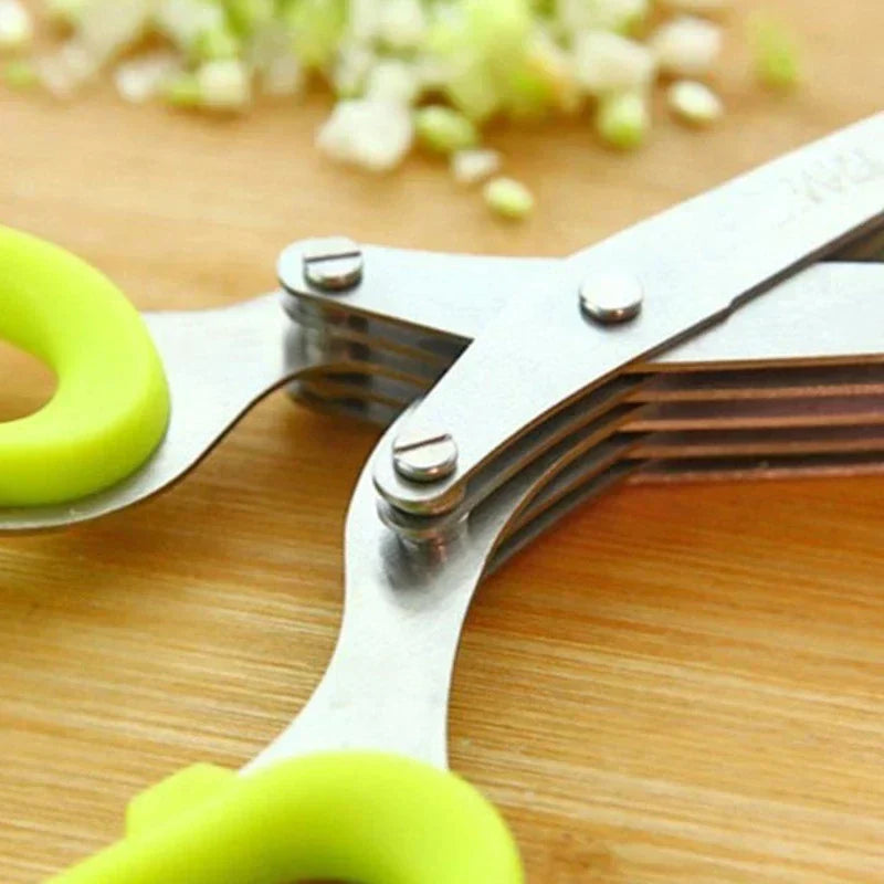 MultiSnip | 5-bladige keukenschaar voor salades – roestvrij staal, ergonomisch, kruiden- en groentesnijder