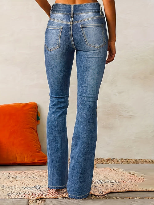 Calista | Dames Slim Fit Flare Jeans – High-Waist Stretch Denim, Elegante Wijde Broek