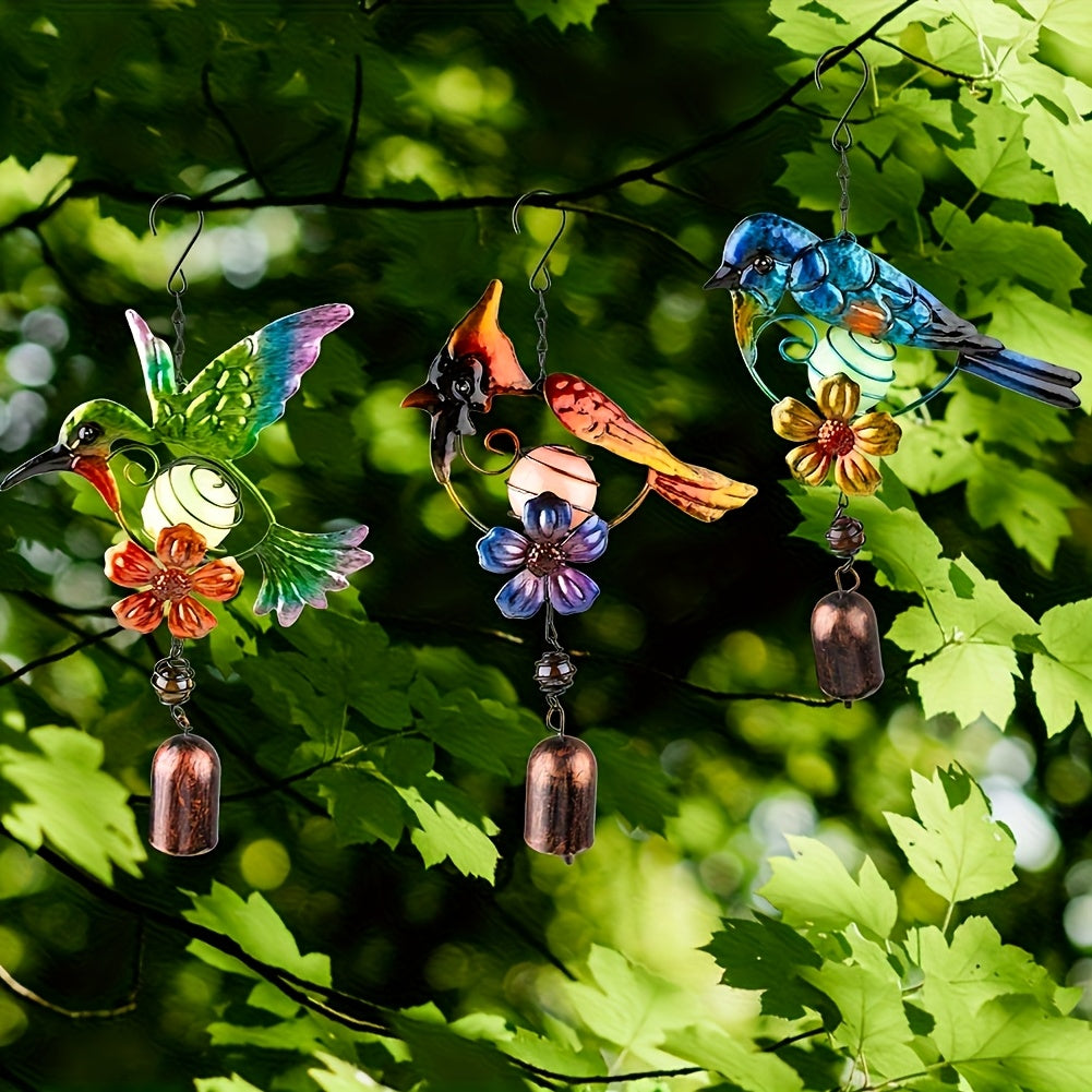 WingChime | Metalen Kolibrie Windgong voor Buiten, Tuindecoratie, Kleurrijke Veren Hangornament