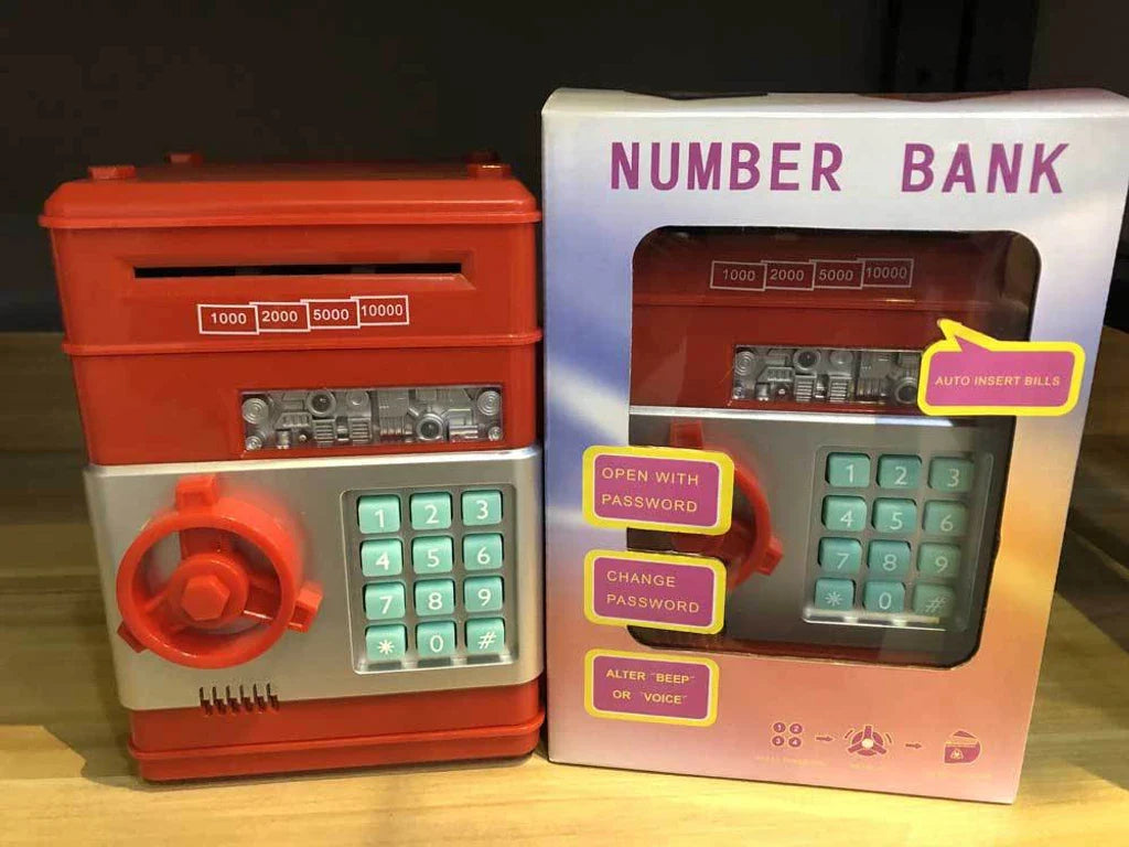 TinyBank | Elektronische mini-geldautomaat spaarpot – digitale geldkluis met wachtwoord