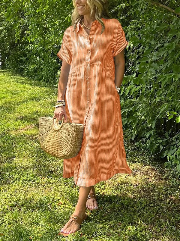 Zinae | Dames jurk met knoopsluiting en reverskraag – elegante casual overhemdjurk