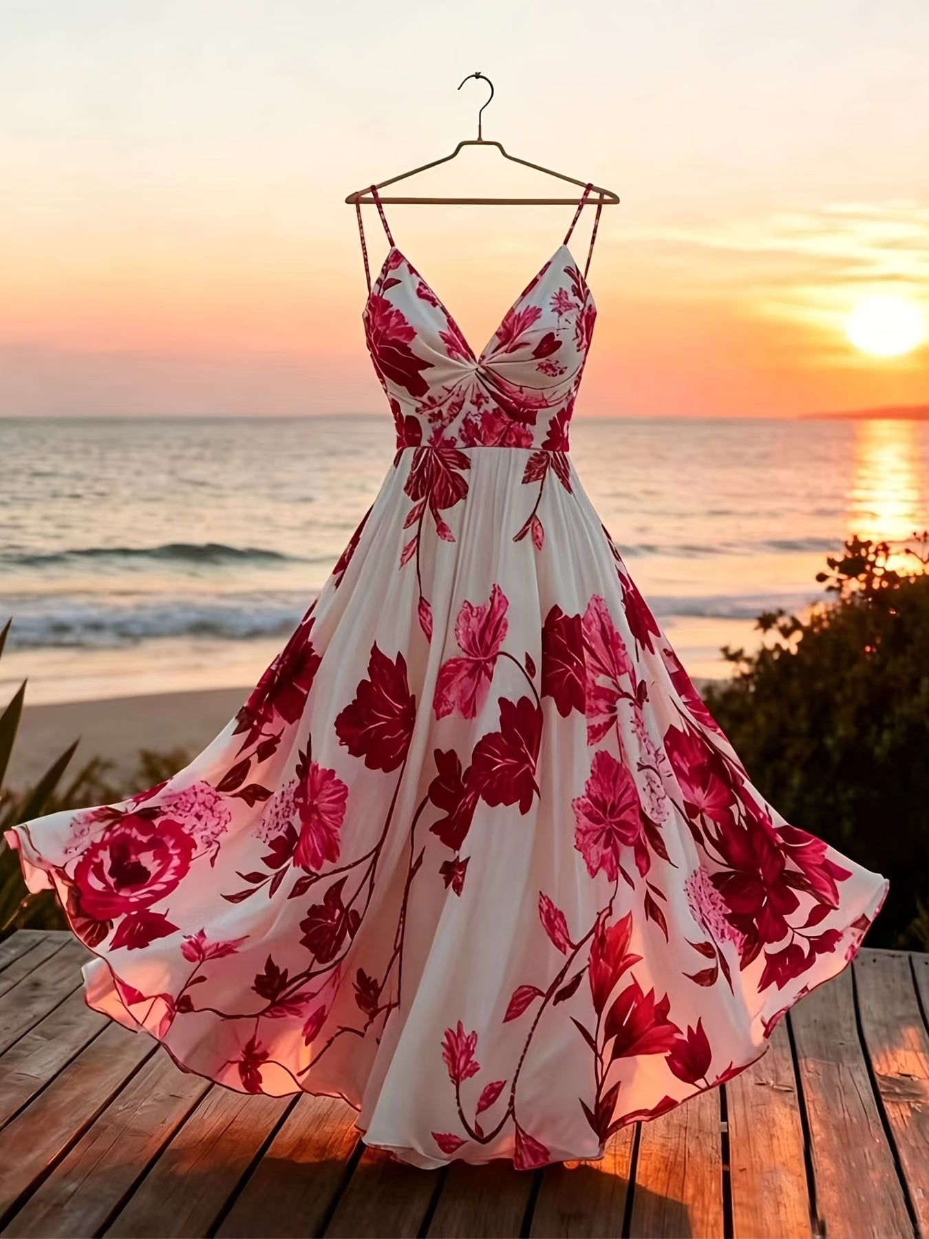 Greya | Zomerjurk voor dames – Midi-jurk met bloemenprint, mouwloos, voor op het strand