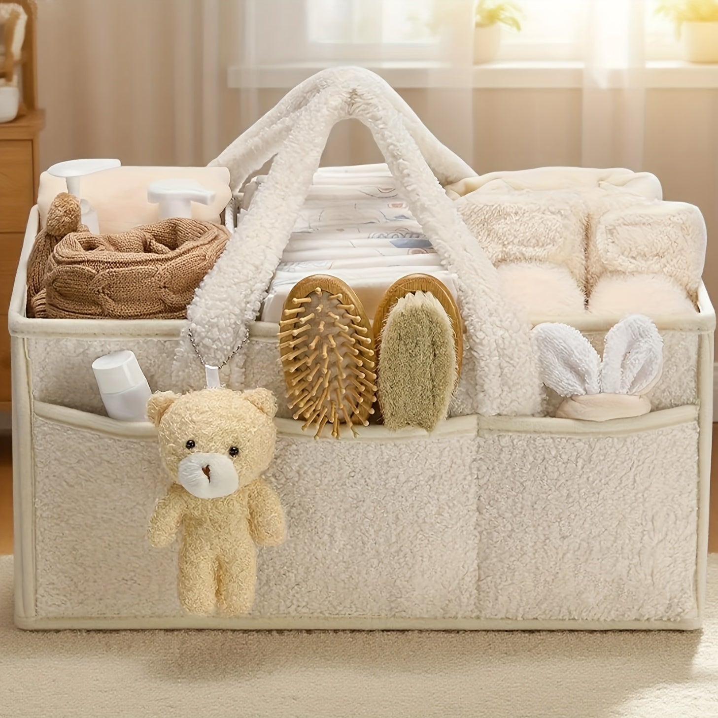 NappyNest | Luier Caddy Organizer - Draagbaar opbergmandje voor luiers, doekjes & babyspullen, luiertafel organizer