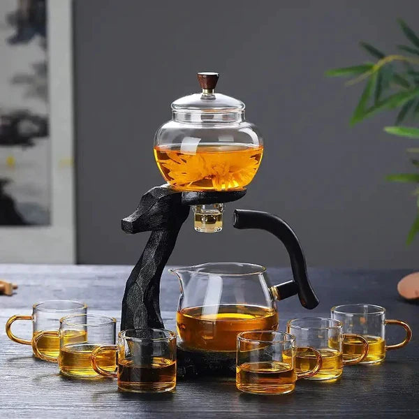 InfuZen | Artistiek glazen theeservies met thee-ei - voor kruidenthee en losse thee
