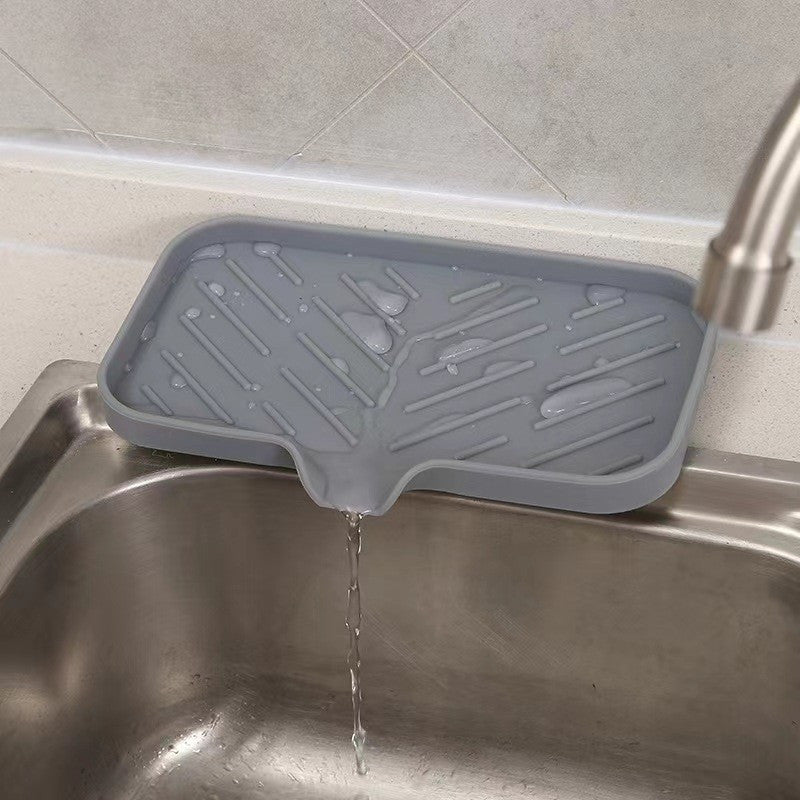 DryDeck | Sneldrogende antislipmat voor keuken- en badkamervoorbladen met afdruipuitloop, zeep- en accessoirehouder