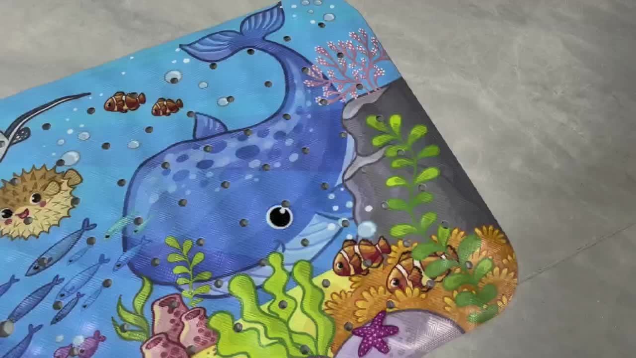 TubPals | Antislip Cartoon Badmat voor Kinderen - PVC Badmat met Zuignappen & Afvoergaten