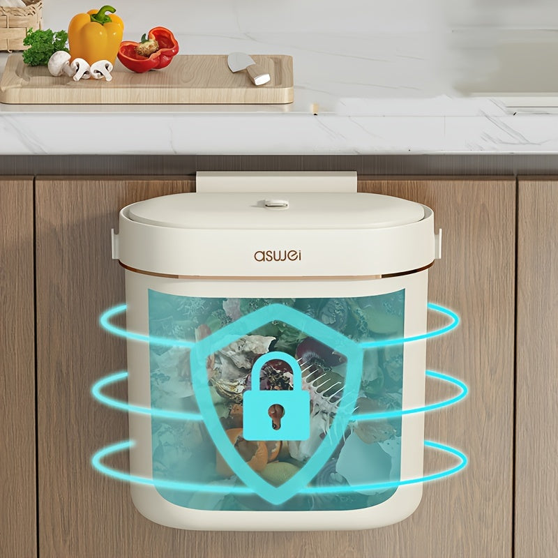 Binova | Wandgemonteerde keukenafvalbak 7 l/9 l – Ovale afvalbak met geurwerend deksel, hangende afvalbak