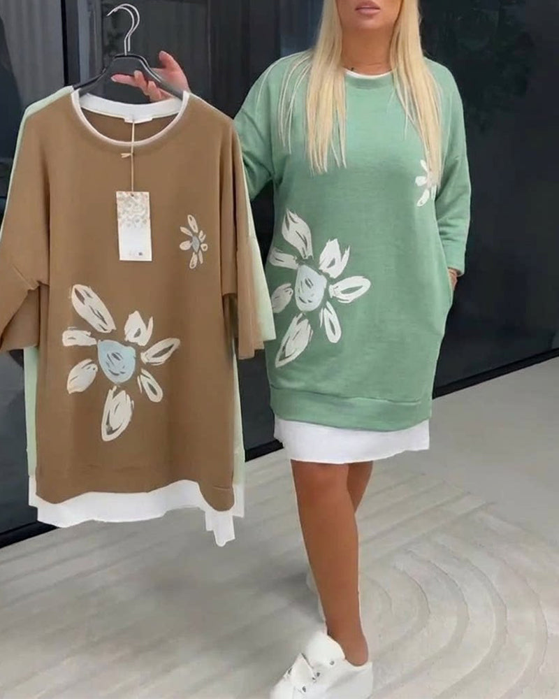 Arlira | Casual Jurk – 3/4 Mouwen, 2-Lagen Design, Comfortabel & Stijlvol