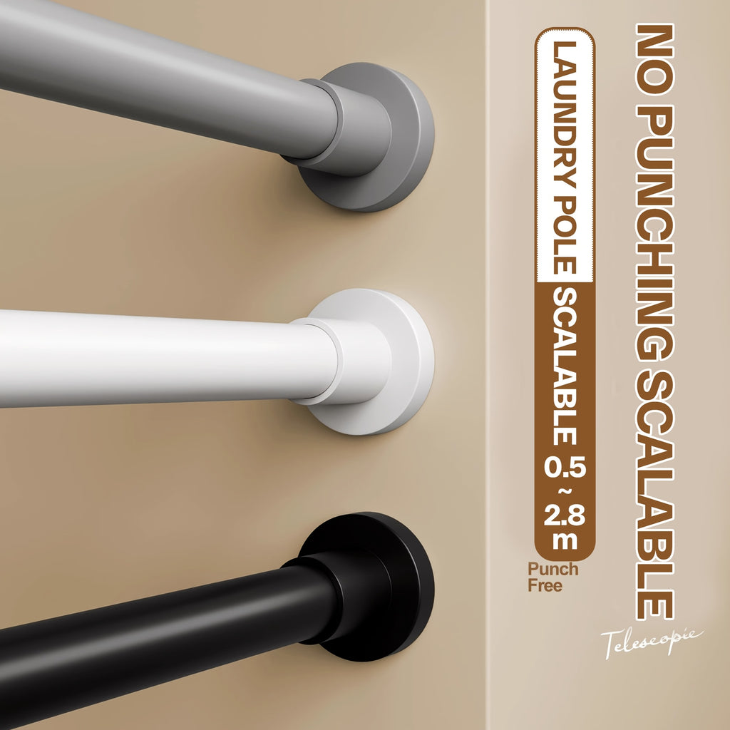 SnapPole | Verstelbare metalen spanstang zonder boren – veerinstallatie, heavy-duty en roestbestendig