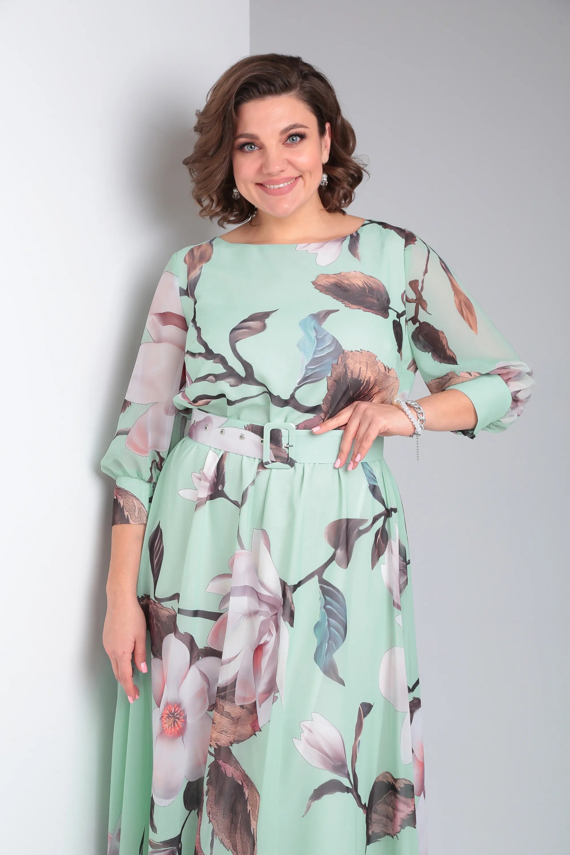 Zelyn | Bloemen maxi-jurk voor dames – elegante A-lijn lange jurk met ceintuur