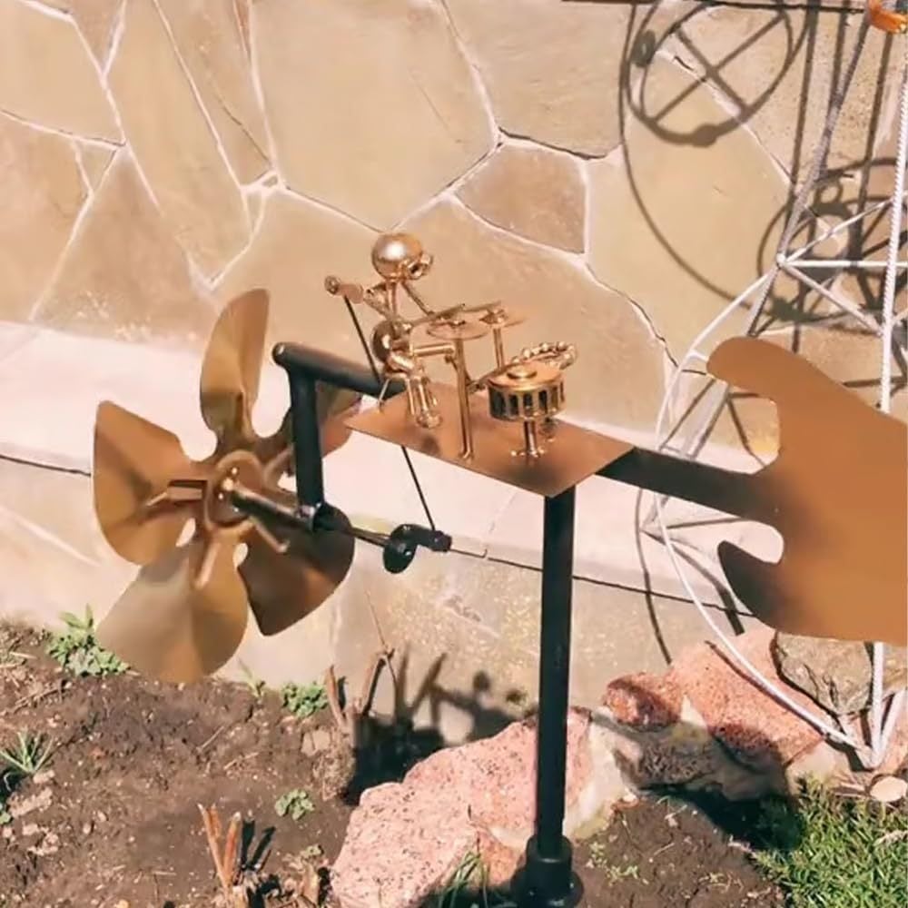 MetalBeat | Handgemaakte metalen windmolen “Rock Band” - bewegend tuinornament, buiten kinetisch beeldhouwwerk