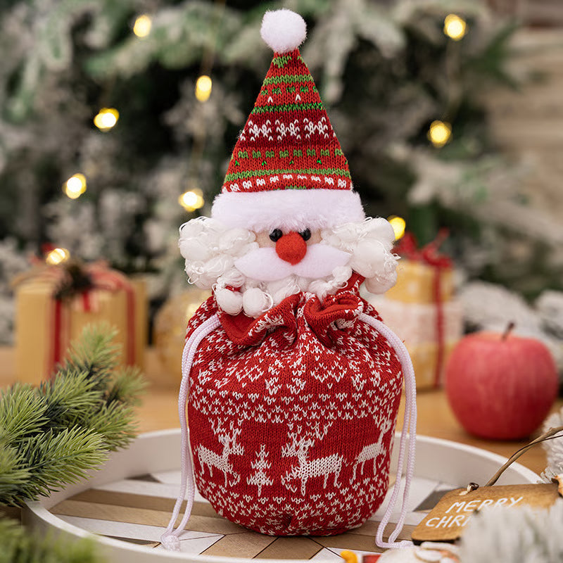 YulePal | Gebreide kerstcadeauzak met pop – Decoratieve kerstcadeauzak voor kinderen, thuis en feestdagen