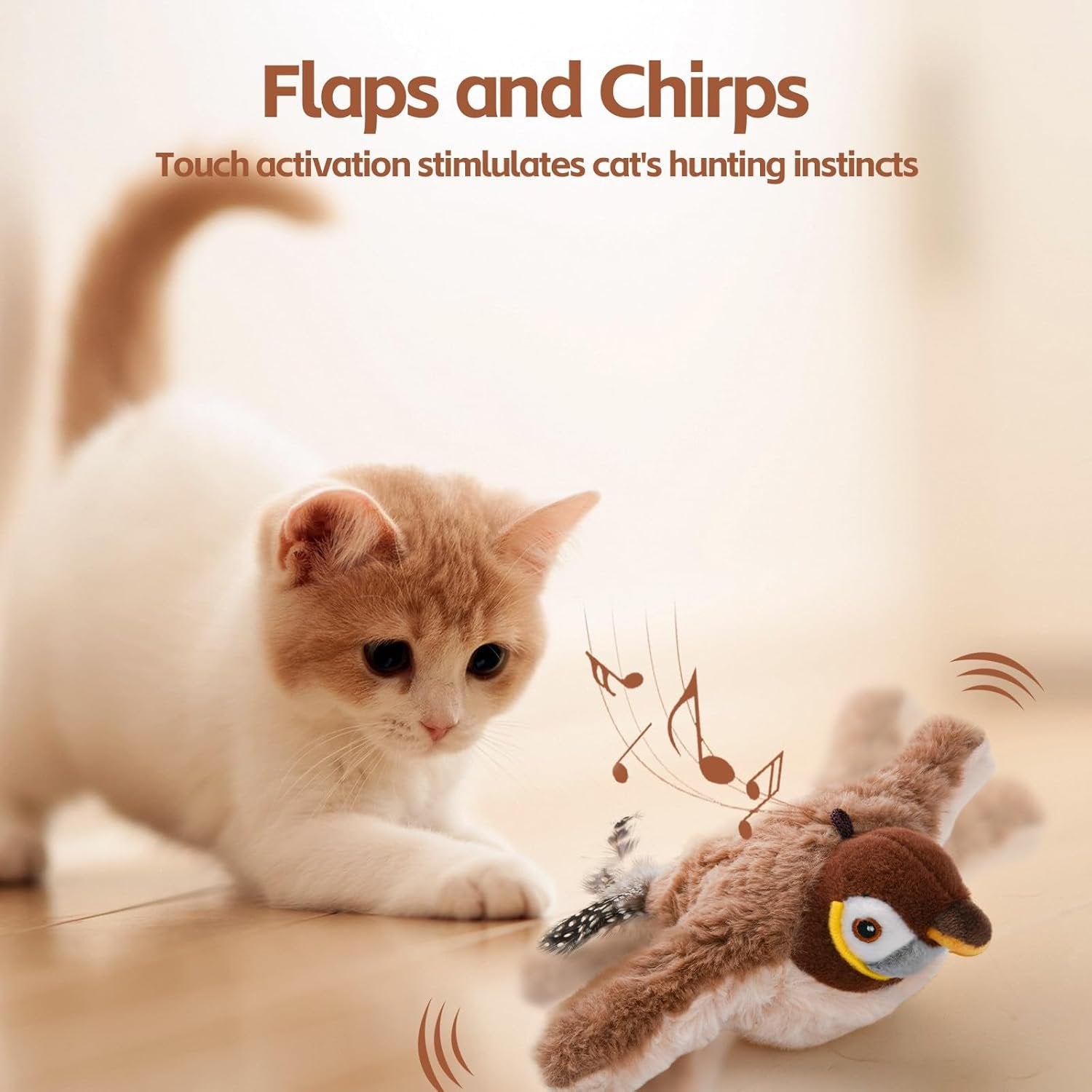 PounceBird | Kattenvogel speelgoed – Boeiend, fladderend, tjilpend speelplezier