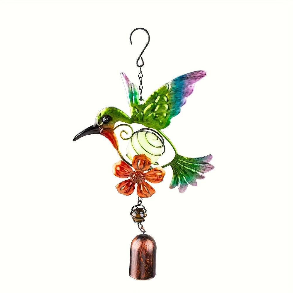 WingChime | Metalen Kolibrie Windgong voor Buiten, Tuindecoratie, Kleurrijke Veren Hangornament
