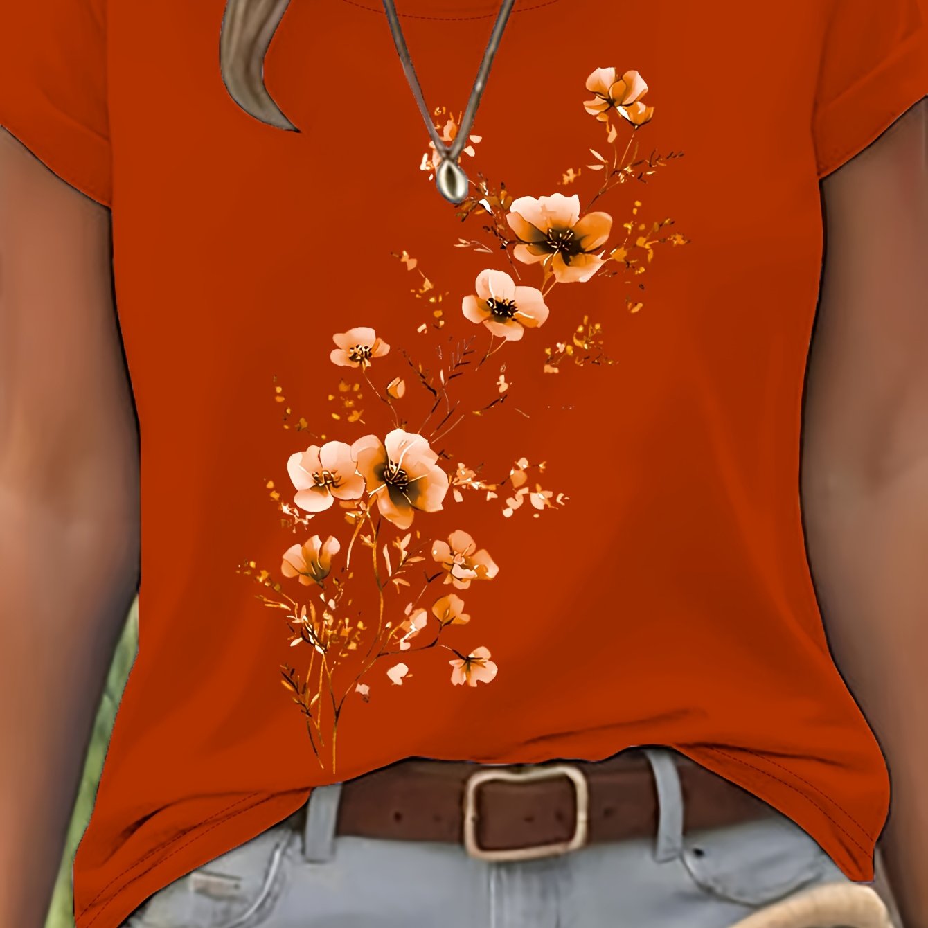 Naya | Zomer-T-shirt voor dames – Casual, lichtgewicht top met bloemenmotief in aquarelstijl