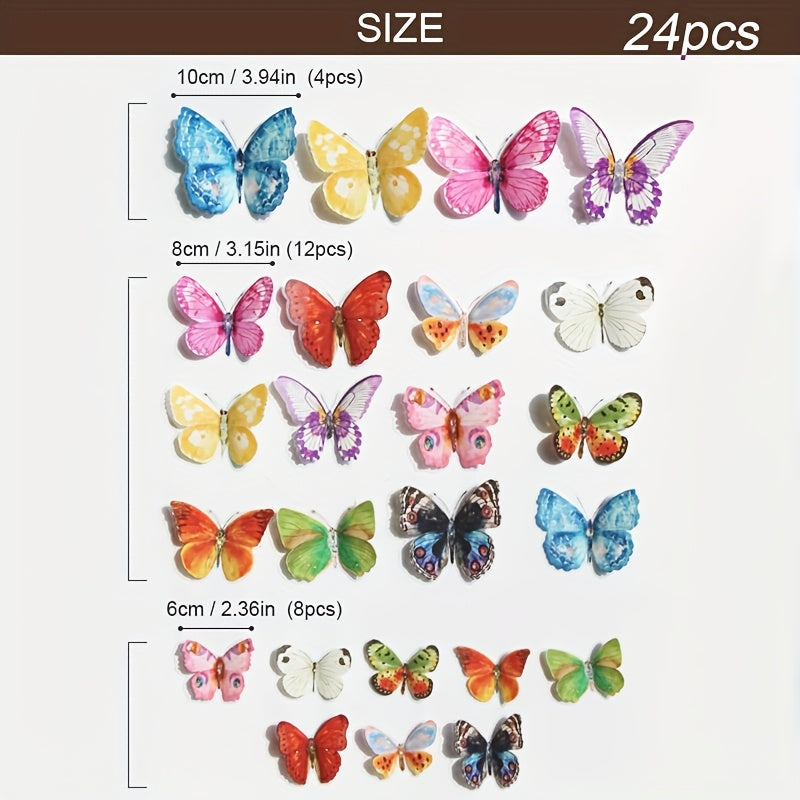 FlutterPop | Set 3D Vlinder Muurstickers – Kleurrijke Waterverf PVC
