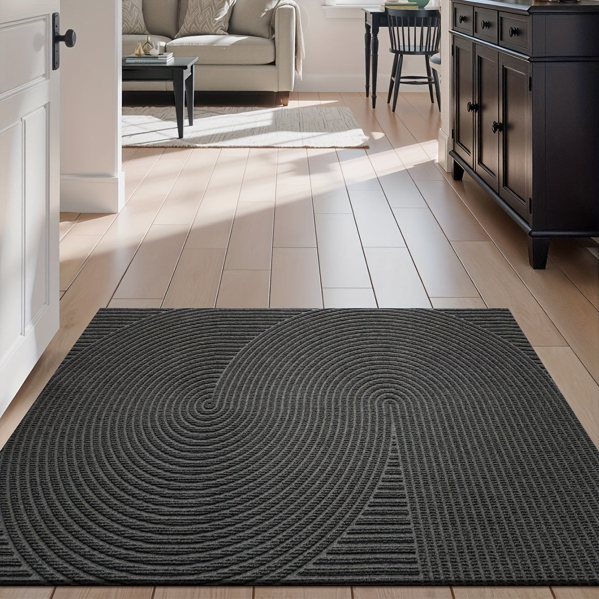 DoorMate| Antislip Laagprofiel Deurmat - Geometrisch Patroon Entree Deken, Binnen Buiten