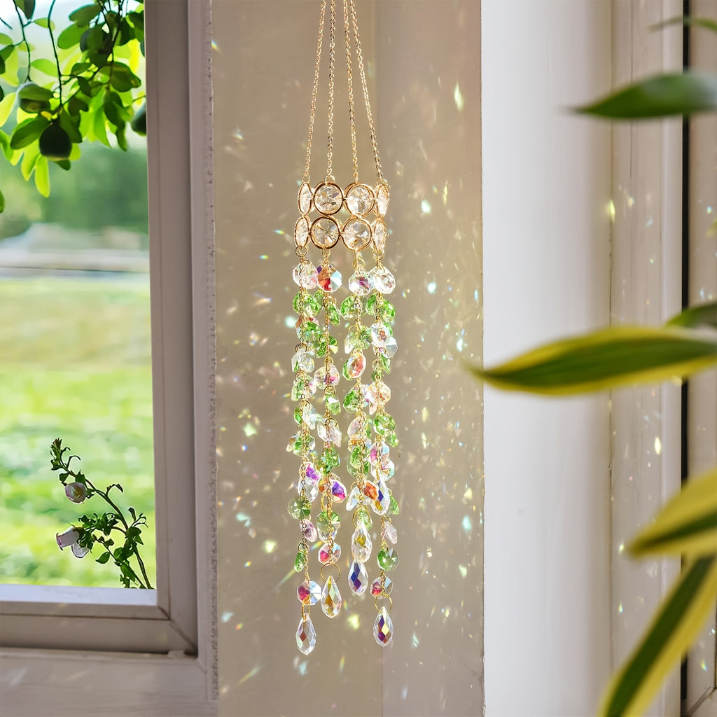 SunPrism | Kristallen Zonnevanger Raamhanger, Verguld Prisma Suncatcher, Regenbooglicht Maker