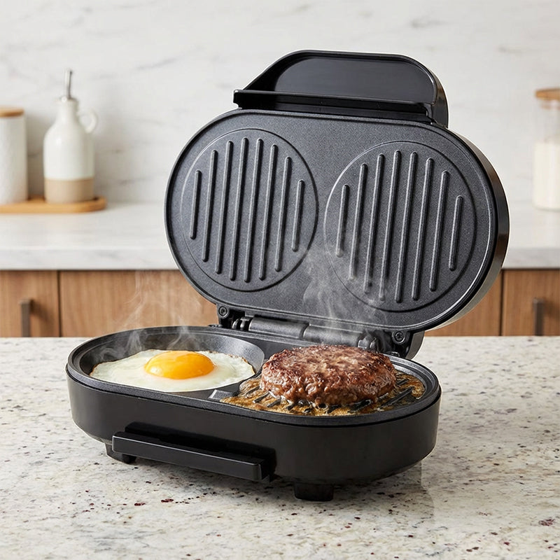 BreakfastPro | Elektrische Dubbele Ontbijtmaker – Anti-aanbak Grill, Omelet- & Sandwichmaker
