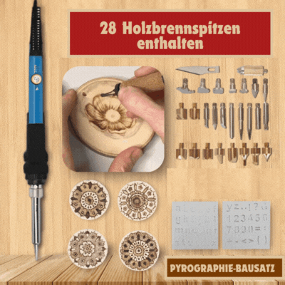 BurnCraft | Houtbrandset - Stempelgereedschap met 28 tips voor hout, leer en handwerk