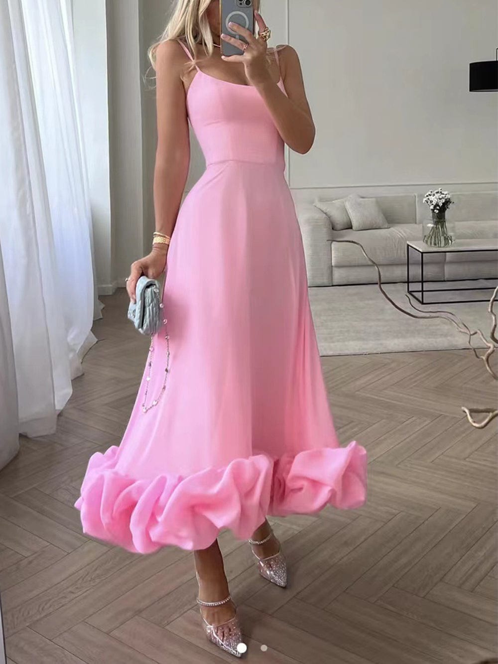 Deya | Midi-jurk met dunne bandjes voor dames – Elegante, zwierige zomer