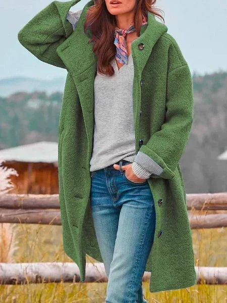 Oryna | Dames jas met Capuchon – Warme Lange Parka met Knopen en Zakken
