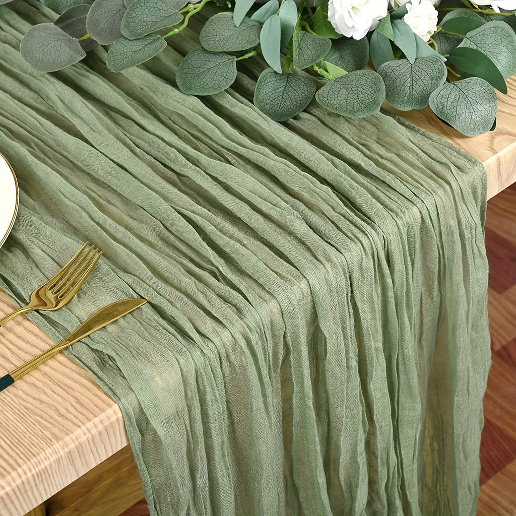 RusticRun | Boheemse Kaasdoek Tafelloper – Gazen Tafelkleed, Gekreukelde Tafelvlag