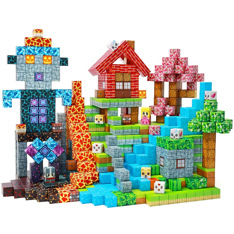 MagniCube | 100 stk. farverigt magnetisk byggeklodssæt – 3D DIY-puslespil til børn, kreativt STEM-leg