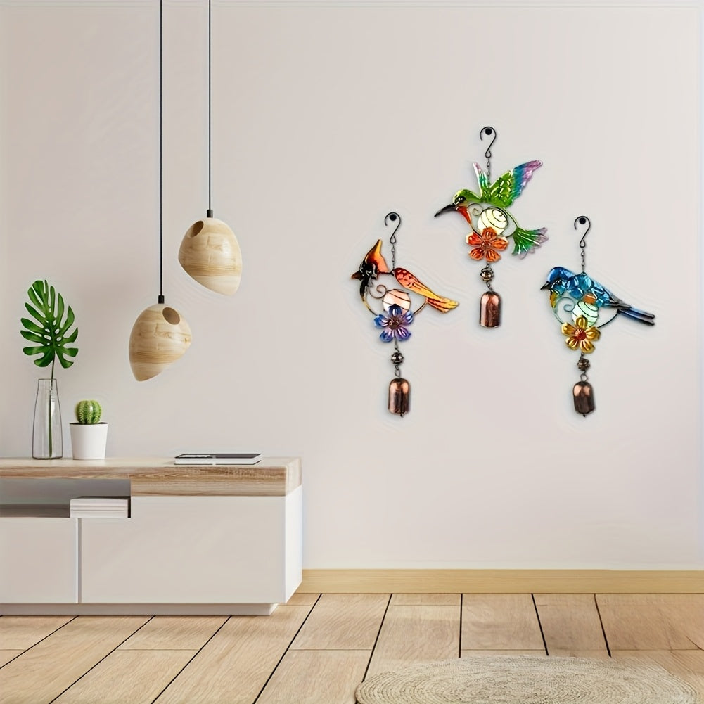 WingChime | Metalen Kolibrie Windgong voor Buiten, Tuindecoratie, Kleurrijke Veren Hangornament