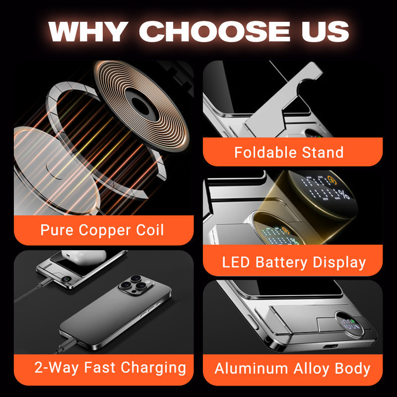 ThinVolt | Slanke magnetische powerbank met opvouwbare standaard