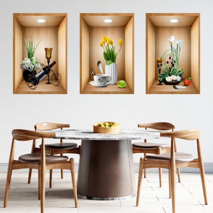 Botani3D | 3D Bloemenvaas Muurstickers Set voor Home Decor - Natuur-Geïnspireerde Muurkunst