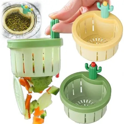 CactusCatch | Automatisch Cactus gootsteenzeefje - Uitwerping van voedselresten met drukknop