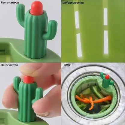 CactusCatch | Automatisch Cactus gootsteenzeefje - Uitwerping van voedselresten met drukknop