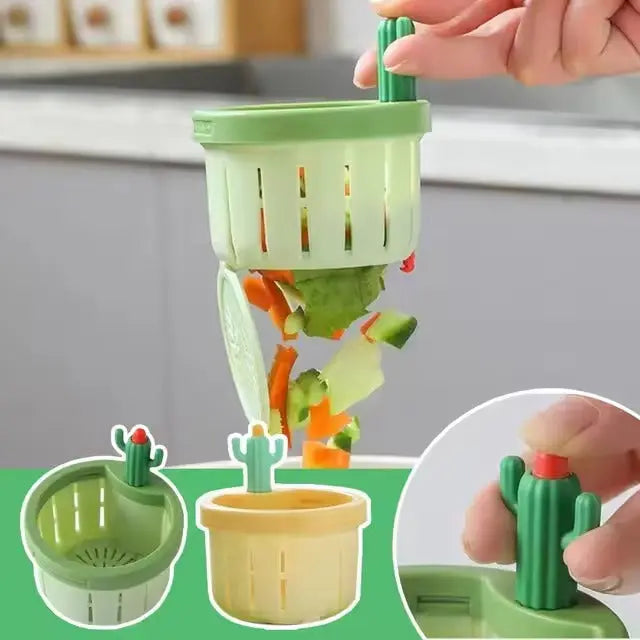 CactusCatch | Automatisch Cactus gootsteenzeefje - Uitwerping van voedselresten met drukknop