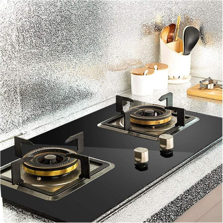OilGuard | Zelfklevende aluminiumfolie keukenachterwand - oliebestendig, waterbestendig