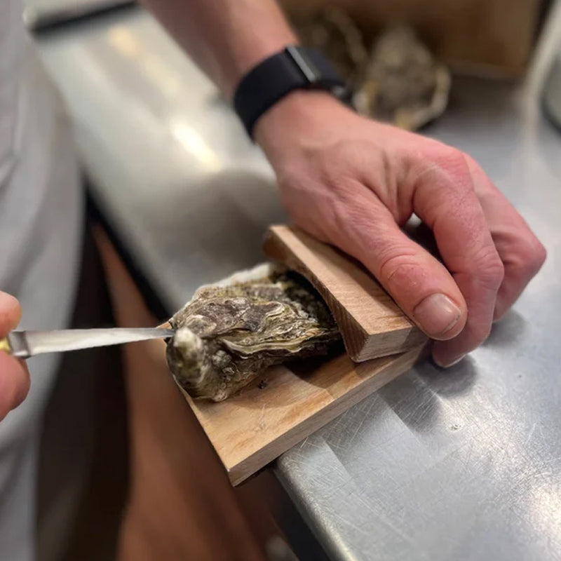 ClamGuard |  Houten handgreep voor oestersnippers - Veilige oesteropener