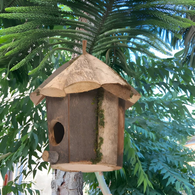 NestLodge | Houten Vogelhuisje voor Buiten – Hangend Tuin Vogelhuis, Natuurlijke Houten Nestkast