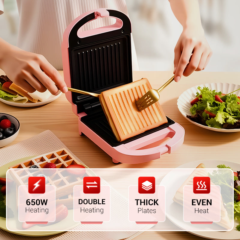 Grillio | Multifunctionele 3-in-1 ontbijtgrill - elektrische sandwich-, wafel- en panini-maker