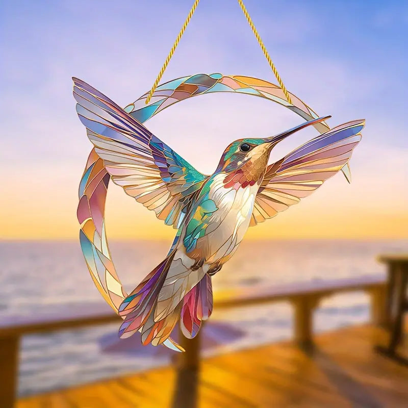 CelestiBird | Kolibrie Kristallen Zonnevanger - Elegante Hangende Raamdecoratie, Prisma Lichtvanger voor Huis & Tuin