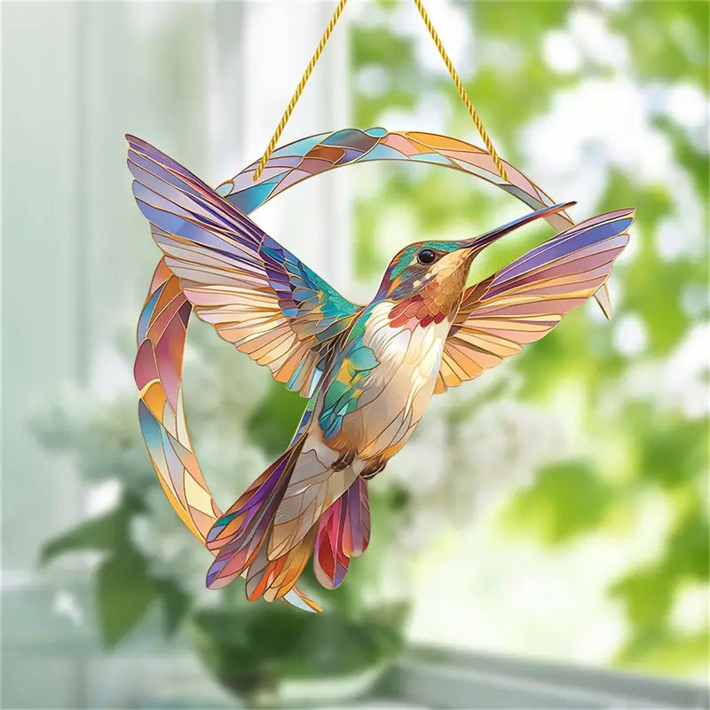 CelestiBird | Kolibrie Kristallen Zonnevanger - Elegante Hangende Raamdecoratie, Prisma Lichtvanger voor Huis & Tuin