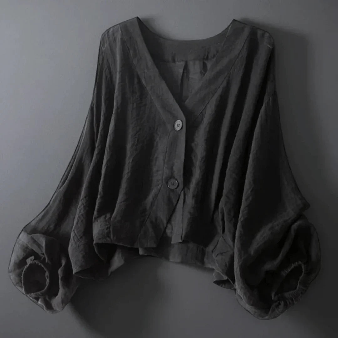 Alyn | Linnen blouse voor dames – lichtgewicht blouse met ballonmouwen