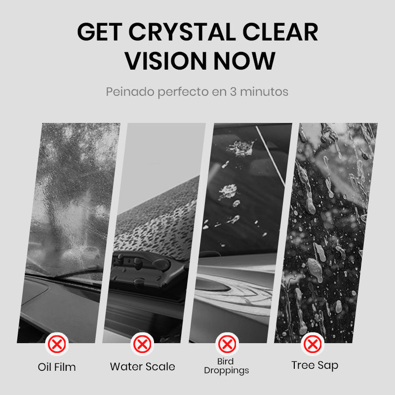 CrystalWipe | Autoglasreiniger – Verwijdert oliefilm en vet, voor streeploze voorruiten en ramen