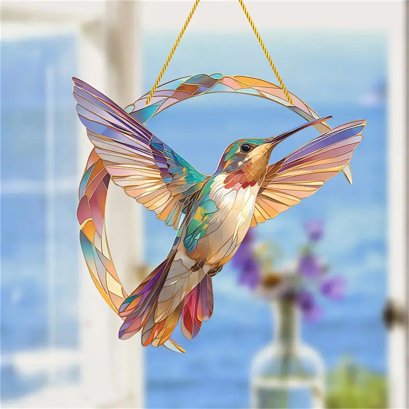 CelestiBird | Kolibrie Kristallen Zonnevanger - Elegante Hangende Raamdecoratie, Prisma Lichtvanger voor Huis & Tuin