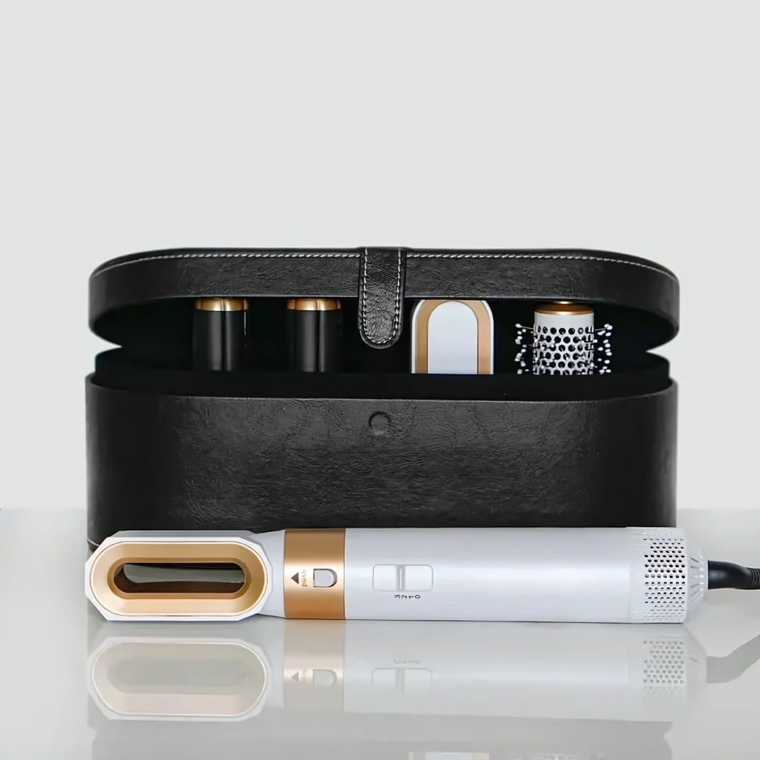 GlamAura | 5-in-1 AuraWave-stylingborstel – Salonwaardig drogen, krullen en volume bij elke beweging