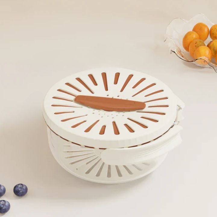FlowBasket | 2-in-1 mand voor uitlekken en bewaren - ruimtebesparende oplossing voor het bereiden en bewaren van fruit en groenten - vaatwasmachinebestendig